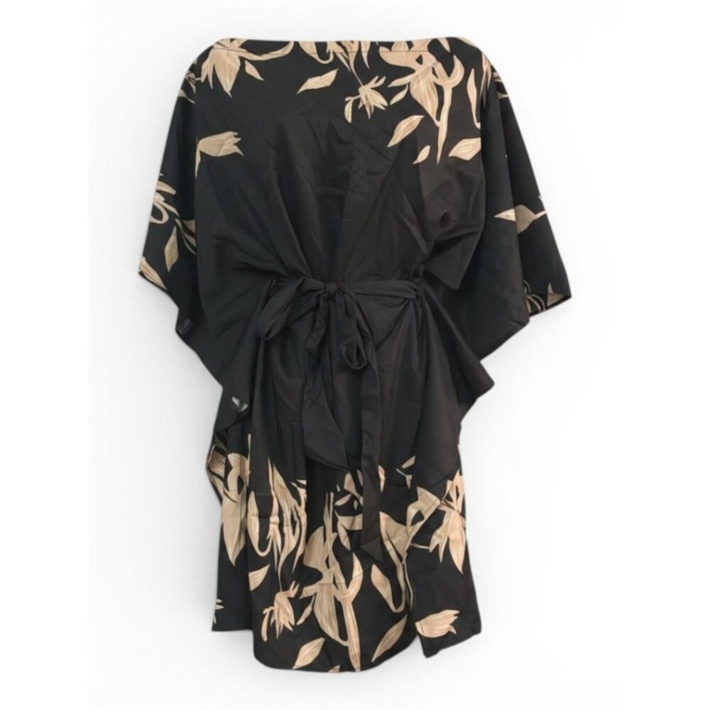Cupshe Black Mini Dress with Beige Floral Print S